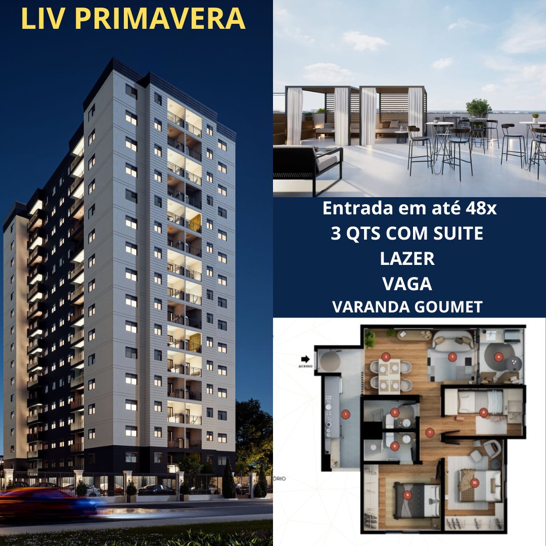 LIV PRIMAVERA -2E 3 QTS APTO Á VENDA NO CENTRO DE JARD PRIMAVERA - 3ISS ROBERTA SOUZA  CORRETORA DE IMÓVEIS